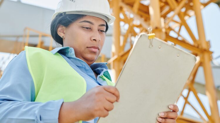 Operational control in construction project management with site inspection and blueprint review