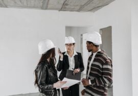 Construction project management overseeing commercial construction operations