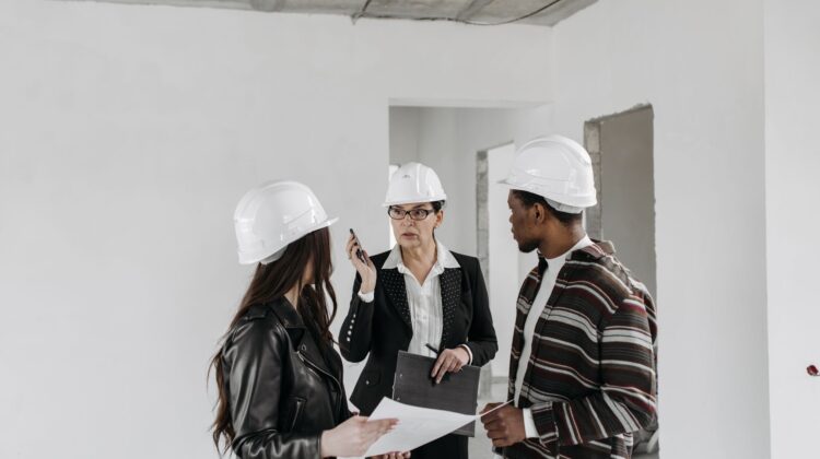 Construction project management overseeing commercial construction operations