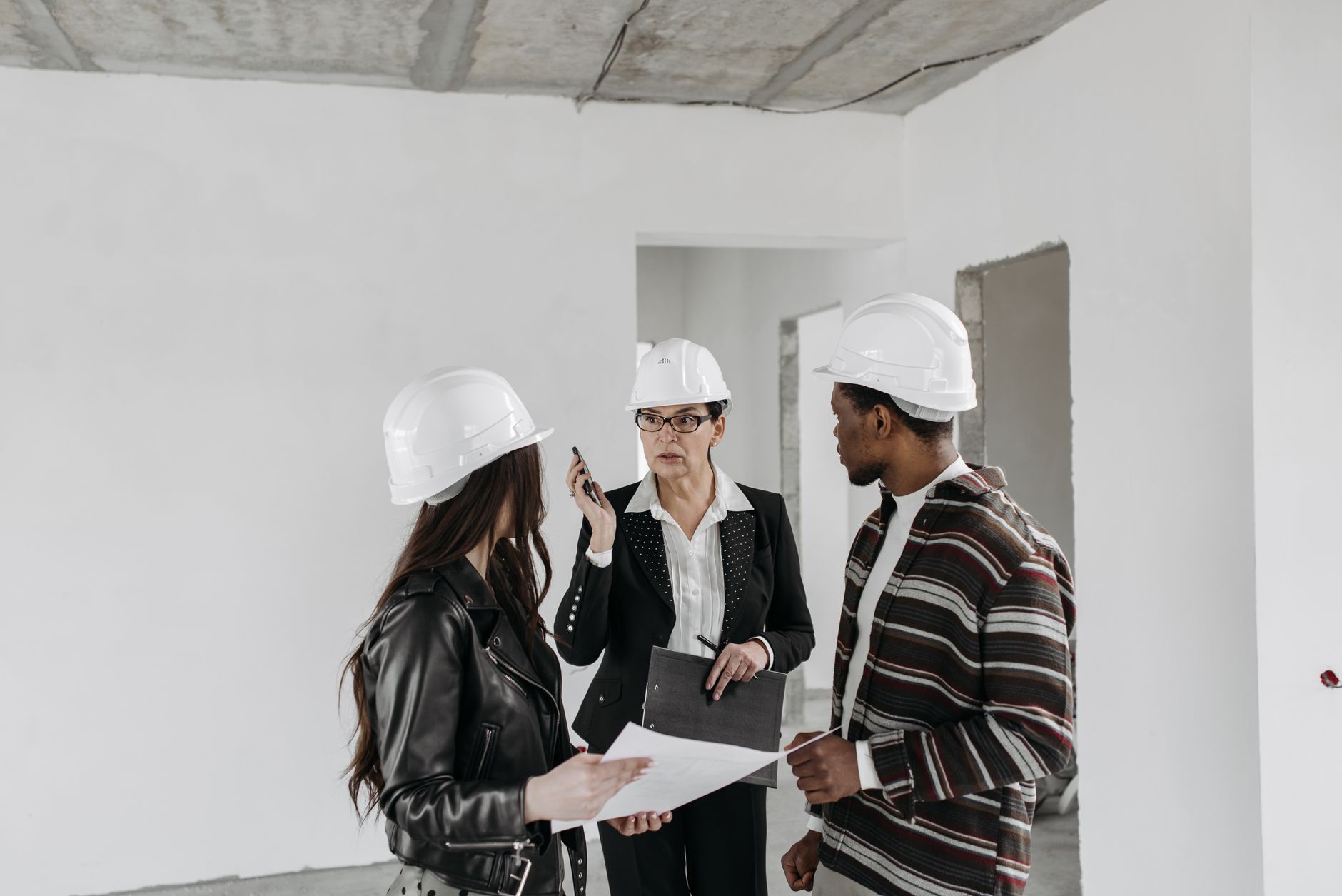 Construction project management overseeing commercial construction operations