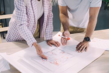 construction project monitoring with design coordination on site blueprint