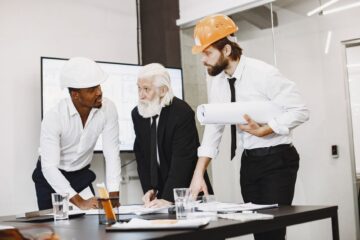 construction project manager conducting risk planning on site